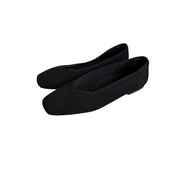 VIVAIA Square-Toe V-Cut Flats Margot 2.0 Black Ribbed Ballet Flats Shoes Size 42 - Picture 7 of 15